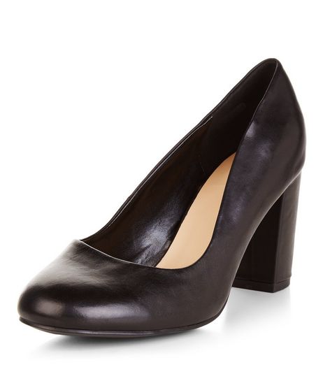 Wide Fit Black Leather Court Shoes | New Look