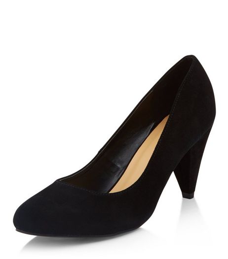 Wide Fit Black Suede Court Shoes | New Look
