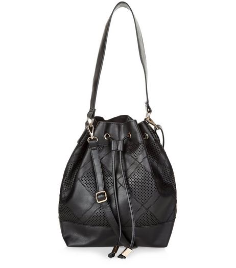 Black Leather-Look Patchwork Duffle Bag | New Look