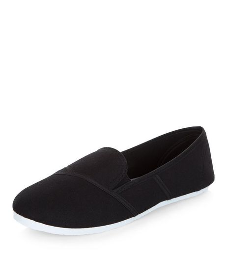 Black Slip On Plimsolls | New Look