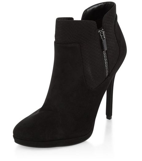 Black Suedette Zip Ankle Boots | New Look