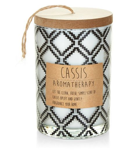 Black Tile Print Cassis Candle | New Look