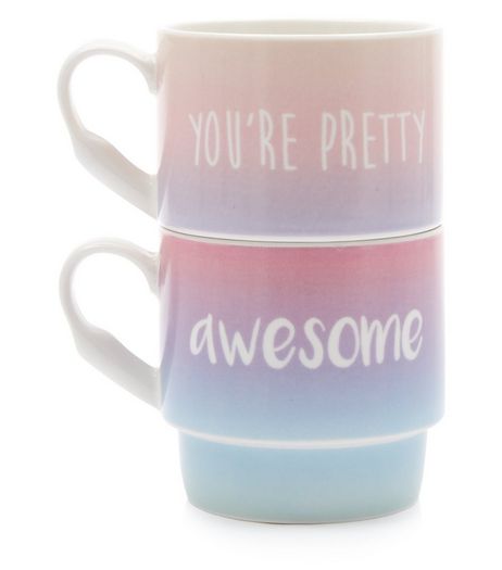 Pink Awesome Slogan Stack Mugs | New Look