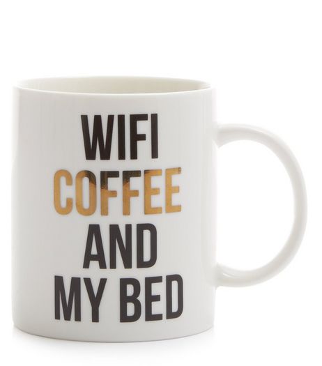 White Wifi Coffee and My Bed Mug | New Look
