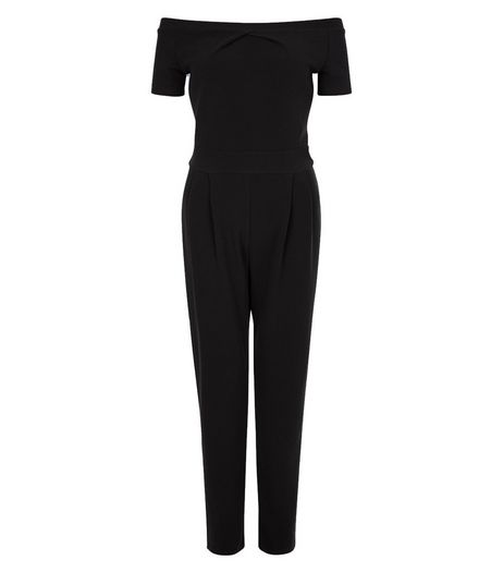 Cameo Rose Black Bardot Neck Jumpsuit | New Look