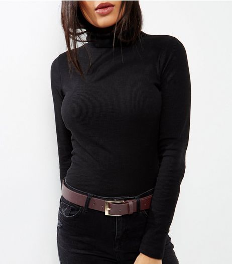 Burgundy Leather-Look Jeans Belt | New Look
