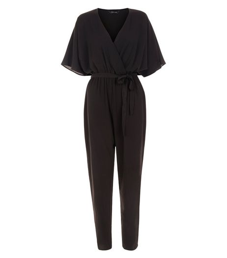 Black Wrap Batwing Jumpsuit | New Look