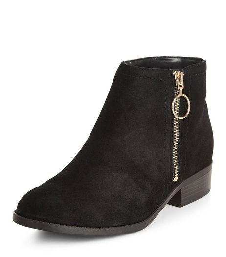Teens Black Suede Block Heel Ankle Boots | New Look