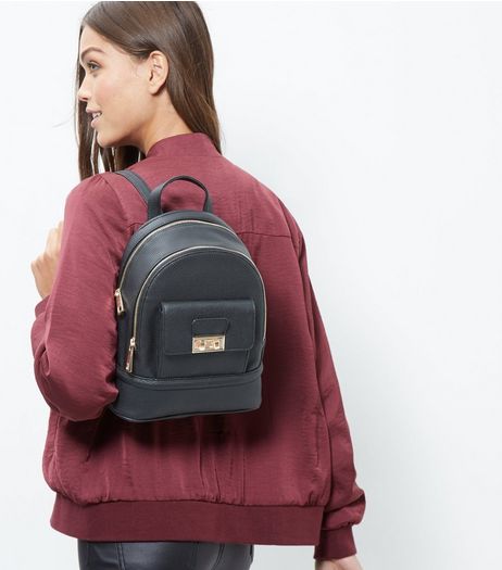 Black Leather-Look Mini Backpack | New Look