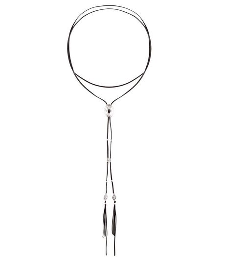 Black Leather Western Bolo Necklace | New Look