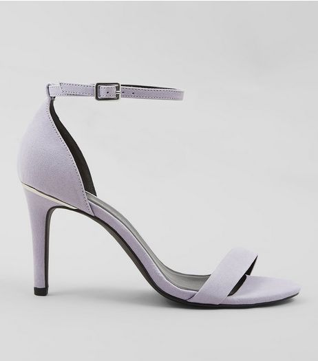 Wide Fit Lilac Suedette Metal Trim Ankle Strap Heels | New Look