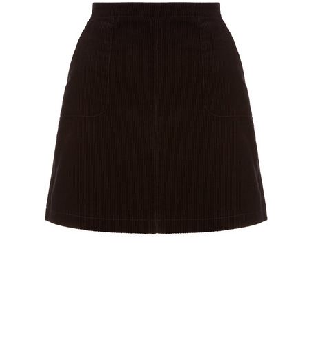 Teens Black Cord A-Line Skirt | New Look