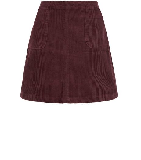 Teens Burgundy Cord A-Line Skirt | New Look
