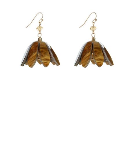 Light Brown Drop Flower Earrings | New Look