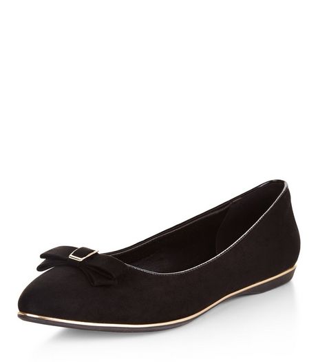 Teens Black Metal Trim Pointed Pumps | New Look