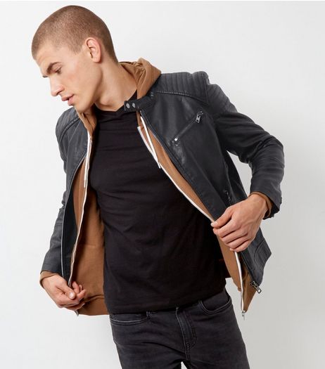 Black Leather-Look Biker Jacket | New Look