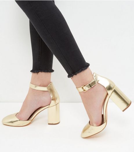 Gold Ankle Strap Court Shoes | New Look