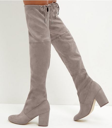 Light Brown Suedette Above The Knee Boots | New Look