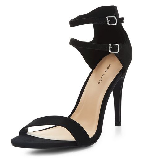 Black Double Ankle Strap Heels | New Look