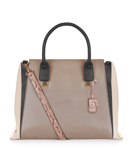 Mink Colour Block Tote Bag | New Look