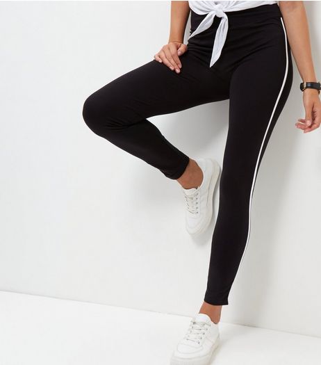 Black Stripe Trim Leggings | New Look