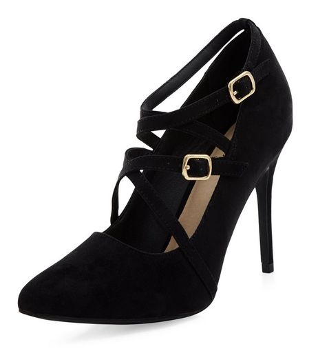 Black Comfort Suedette Strappy Heels | New Look