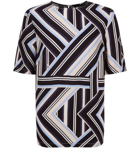Blue Contrast Stripe Boxy T-Shirt | New Look