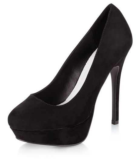 Black Comfort Suedette Platform Court Shoes | New Look