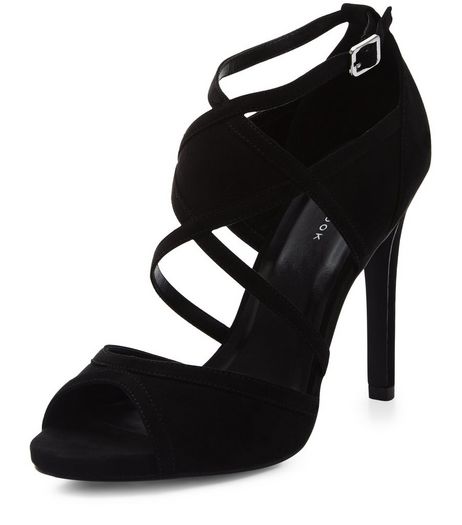 Black Suedette Strappy Heels | New Look