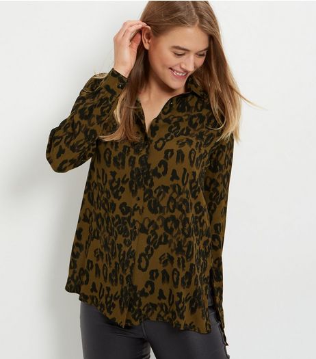 Green Animal Print Long Sleeve Shirt | New Look