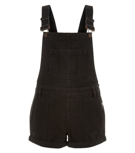 Teens Black Short Dungarees | New Look