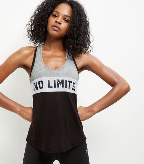 Black No Limits Colour Block Sports Vest | New Look