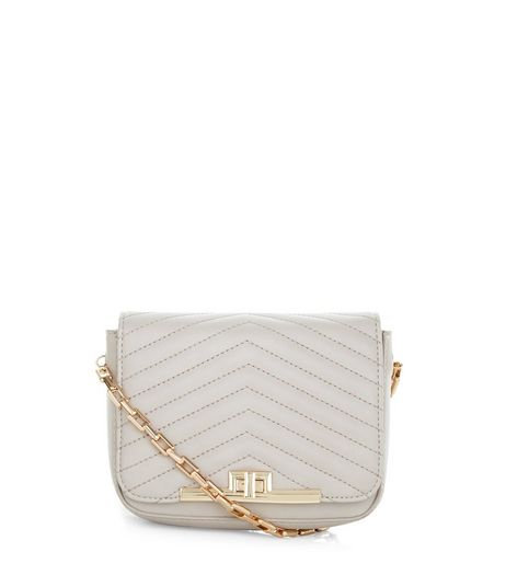 Mink Chevron Quilted Shoulder Bag | New Look