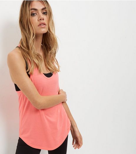 Coral Elasticated Strap Back Sports Vest | New Look