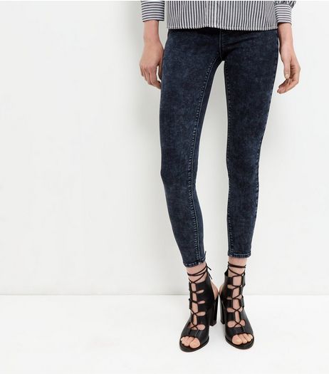 Navy Acid Wash Jeggings | New Look
