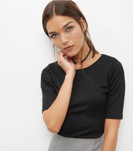 Tall Black Formal Ribbed T-Shirt | New Look