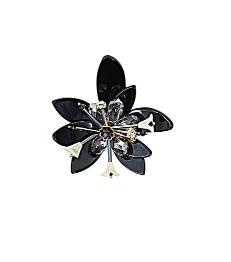 Black 3D Layered Flower Brooch | New Look