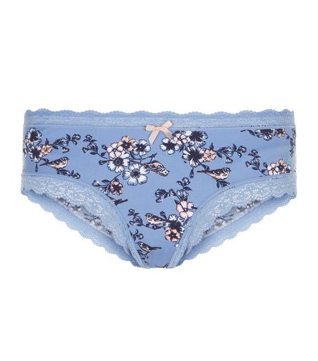 Blue Floral Bird Print Brazilian Briefs | New Look
