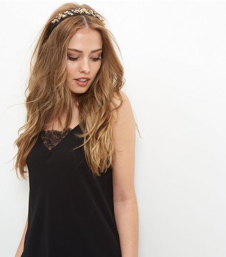 Gold Floral Embellished Headband | New Look