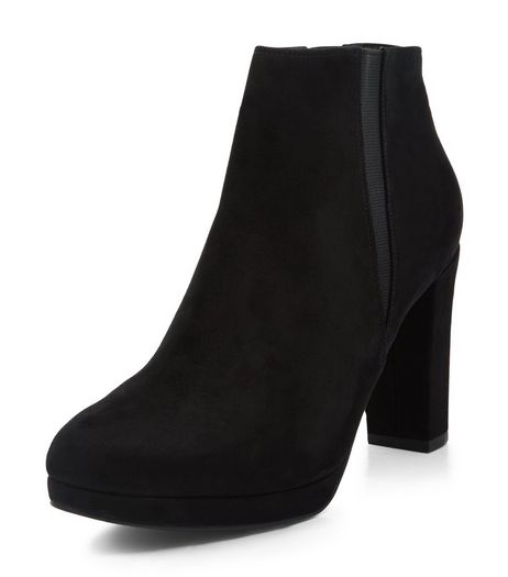 Black Suedette Platform Cheslea Boots | New Look