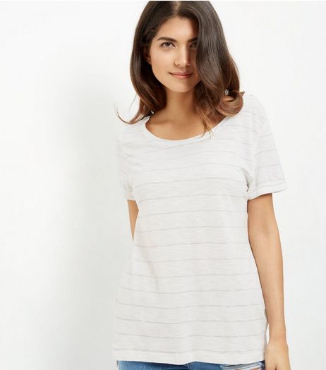 White Stripe Slub T-Shirt | New Look