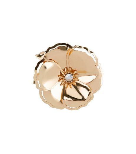 Gold 3D Flower Brooch | New Look