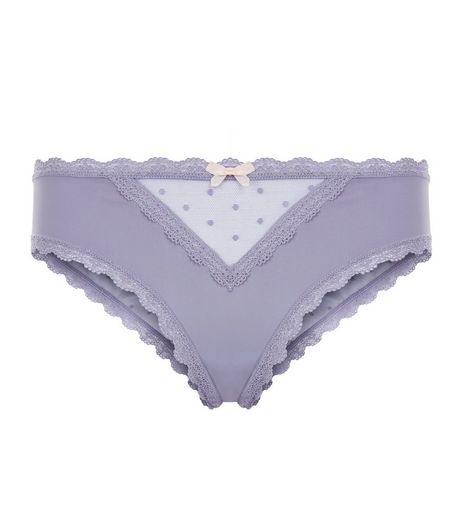 Light Purple Mesh Panel Brazilian Briefs | New Look