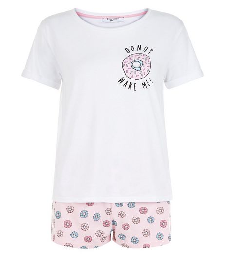 Teens Pink Donut Wake Me Pyjama Set | New Look