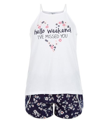 Teens Blue Weekend Slogan Pyjama Set | New Look