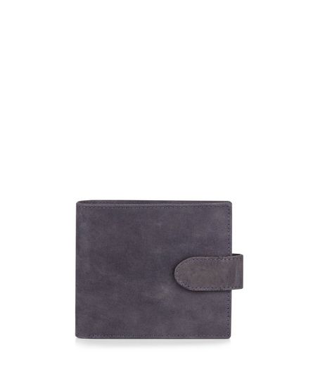 Black Leather Snap Fastening Wallet | New Look