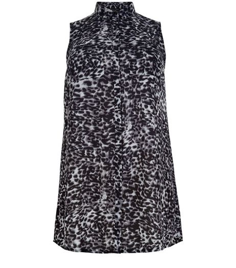 Curves Black Animal Print Longline Shirt | New Look