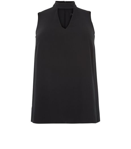 Curves Black High Neck Cut Out Top | New Look