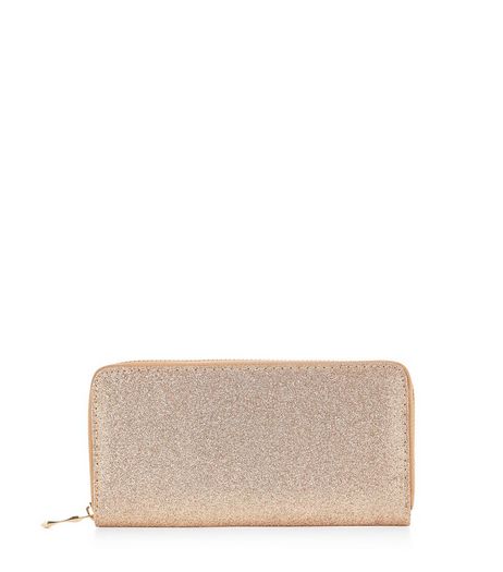 Gold Glitter Zip Around Purse | New Look