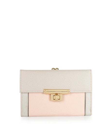 Pink Colour Block Flap Purse | New Look